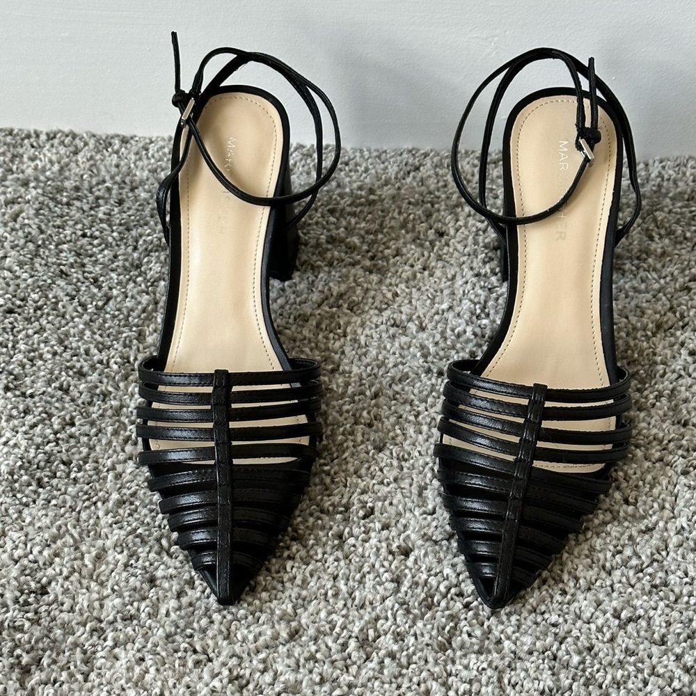 Marc Fisher Carmela Leather Caged Block Heel Sandals